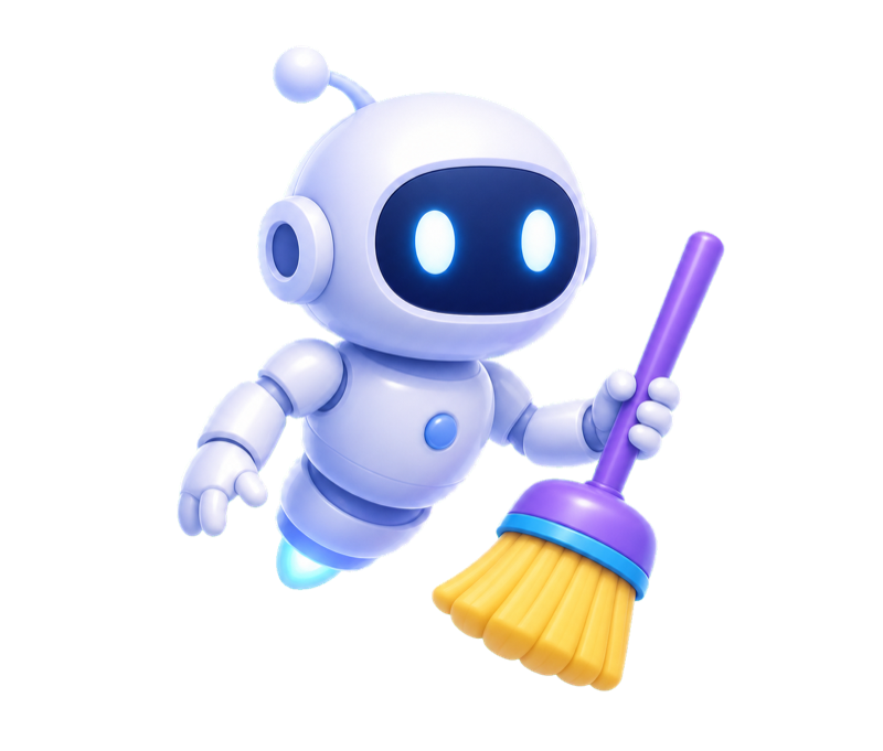 TidyBot robot with broom